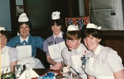 1980s Christmas Sister Barbara Stuchfield, Staff Nurse Helen Shaw & ward nurses
