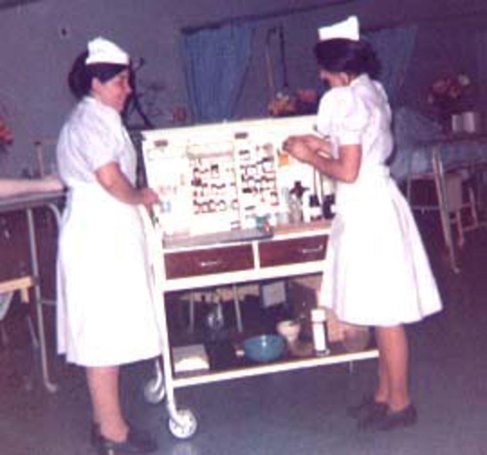 1970s Drug round with student nurses